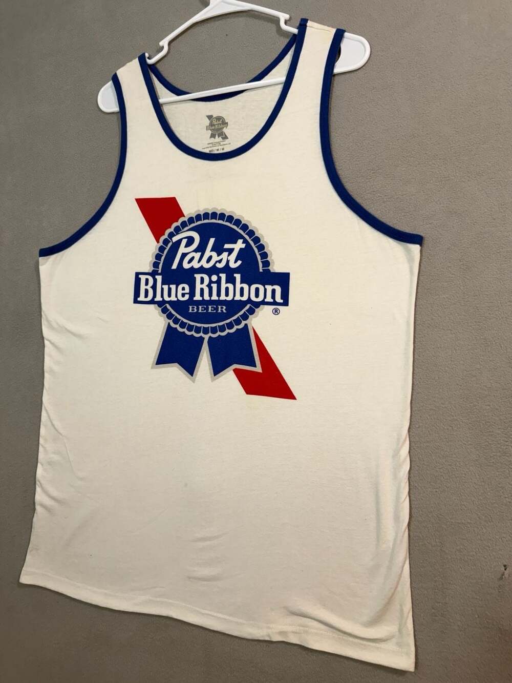 Pabst Blue Ribbon Label & Logo with Red Trim Tank Top Size MD/M